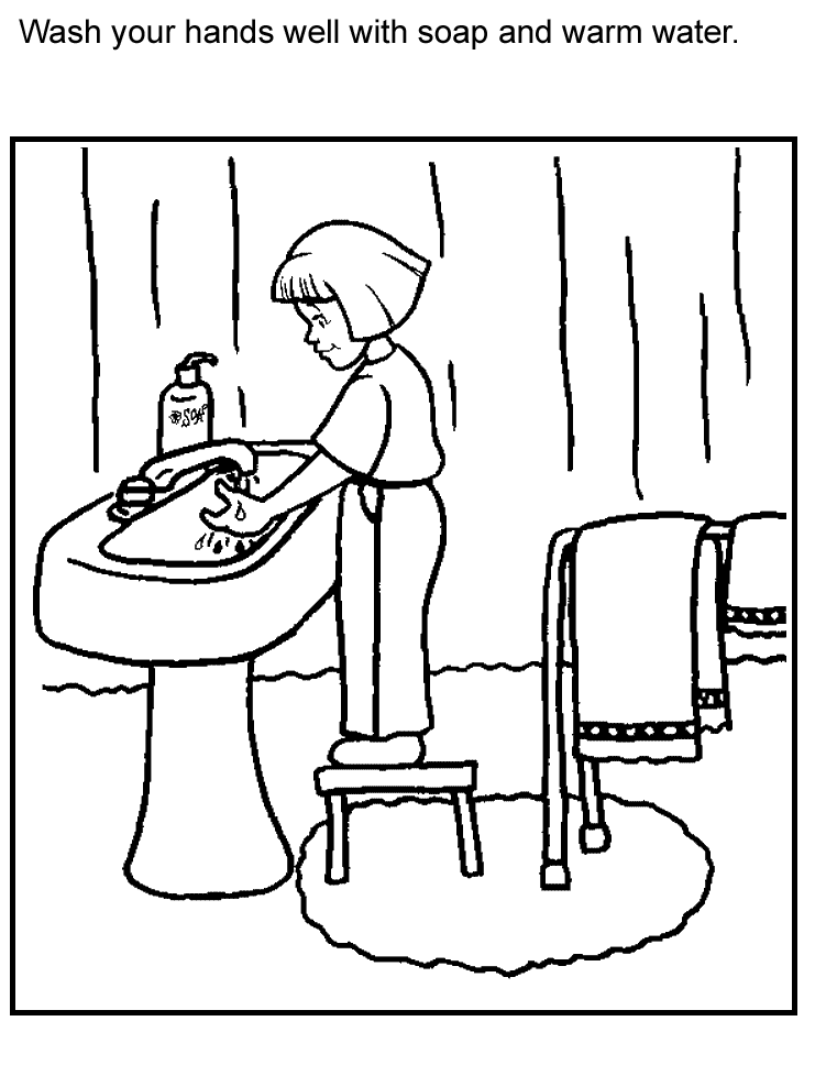 Washing hands coloring pages