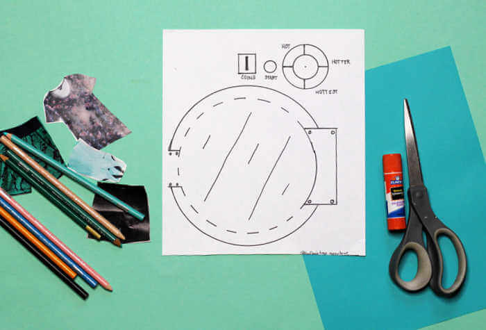 Laundry machine coloring page for pretend play