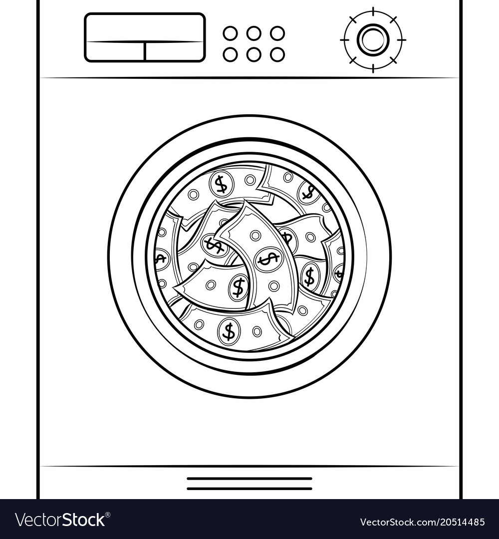 Washing machine laundering dollars coloring book vector image