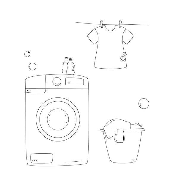 Washing machine coloring pages vectors illustrations for free download