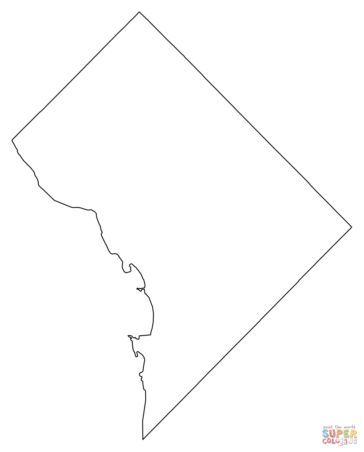 Outline map of district of columbia coloring page free printable coloring pages