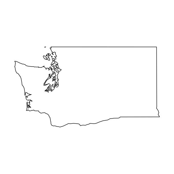 Washington state of usa solid black outline map of country area simple flat vector illustration stock illustration