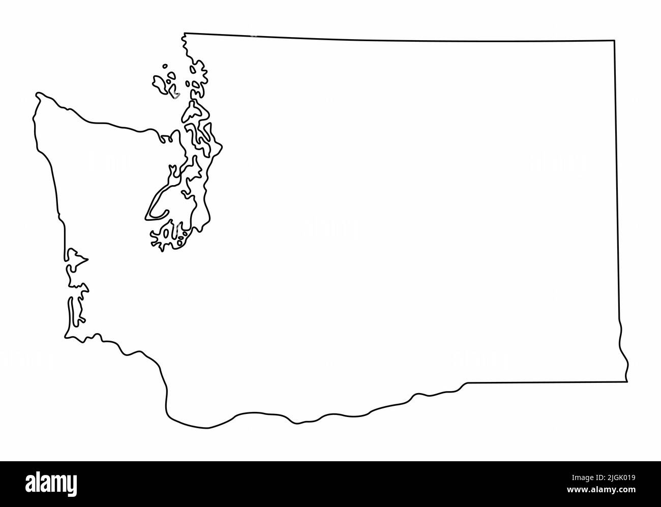 Washington state isolated map black outlines on white background stock vector image art