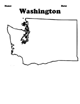 Washington state map blank by northeast education tpt