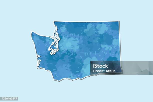 Washington map using green color with dark and light effect vector on light background illustration stock illustration