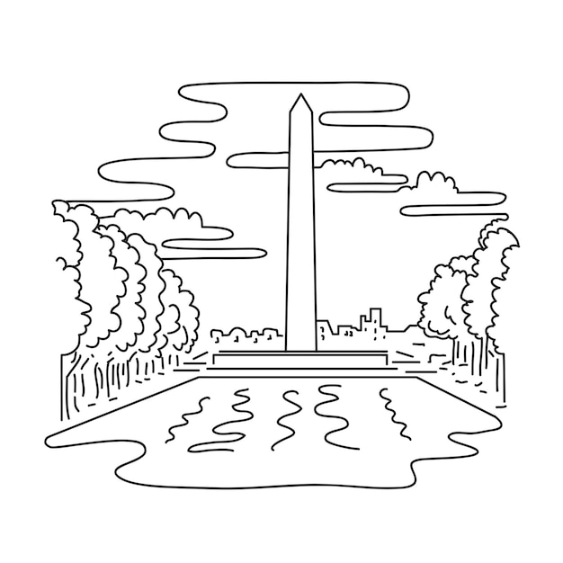 Premium vector washington monument in washington dc mono line art