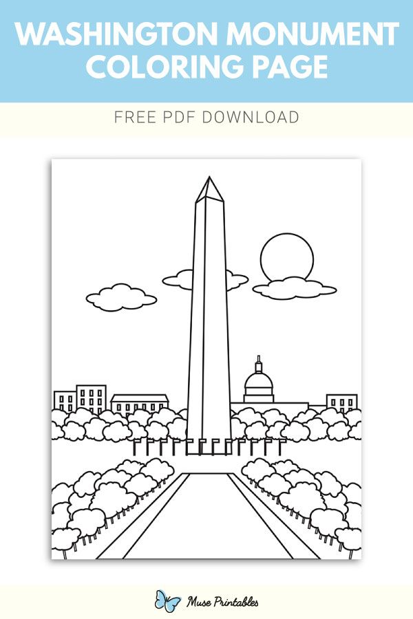 Free washington monument coloring page coloring pages washington monument washington monument craft