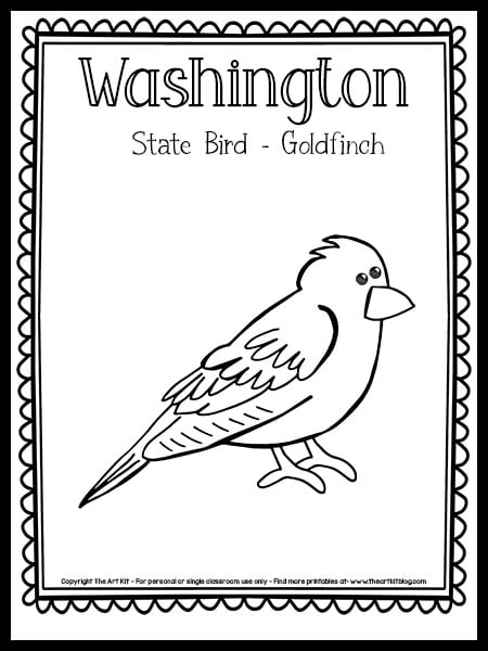 Washington state bird coloring page the goldfinch â free printable â the art kit