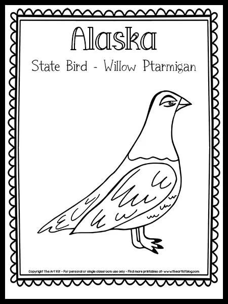 Alaska state bird coloring page the willow ptarmigan free printable â the art kit
