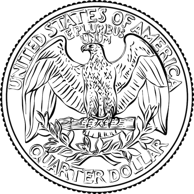 Premium vector american money united states washington quarter dollar or