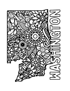 Washington state coloring pages state name shape floral mandala