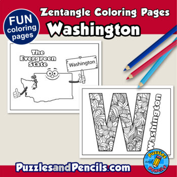 Zentangle washington coloring pages us states mindfulness activity