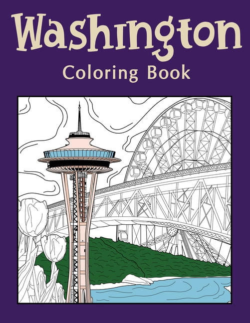 Washington coloring book coloring books for adults washington state art museum of glass seattle great wheel columbia valley skagit paperback