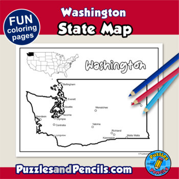 Washington symbols coloring pages with map and state flag state symbols