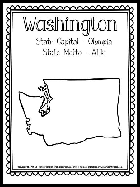 Washington state outline coloring page