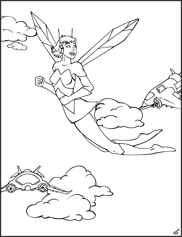 Wasp coloring book page by majorwhoabutwhy on