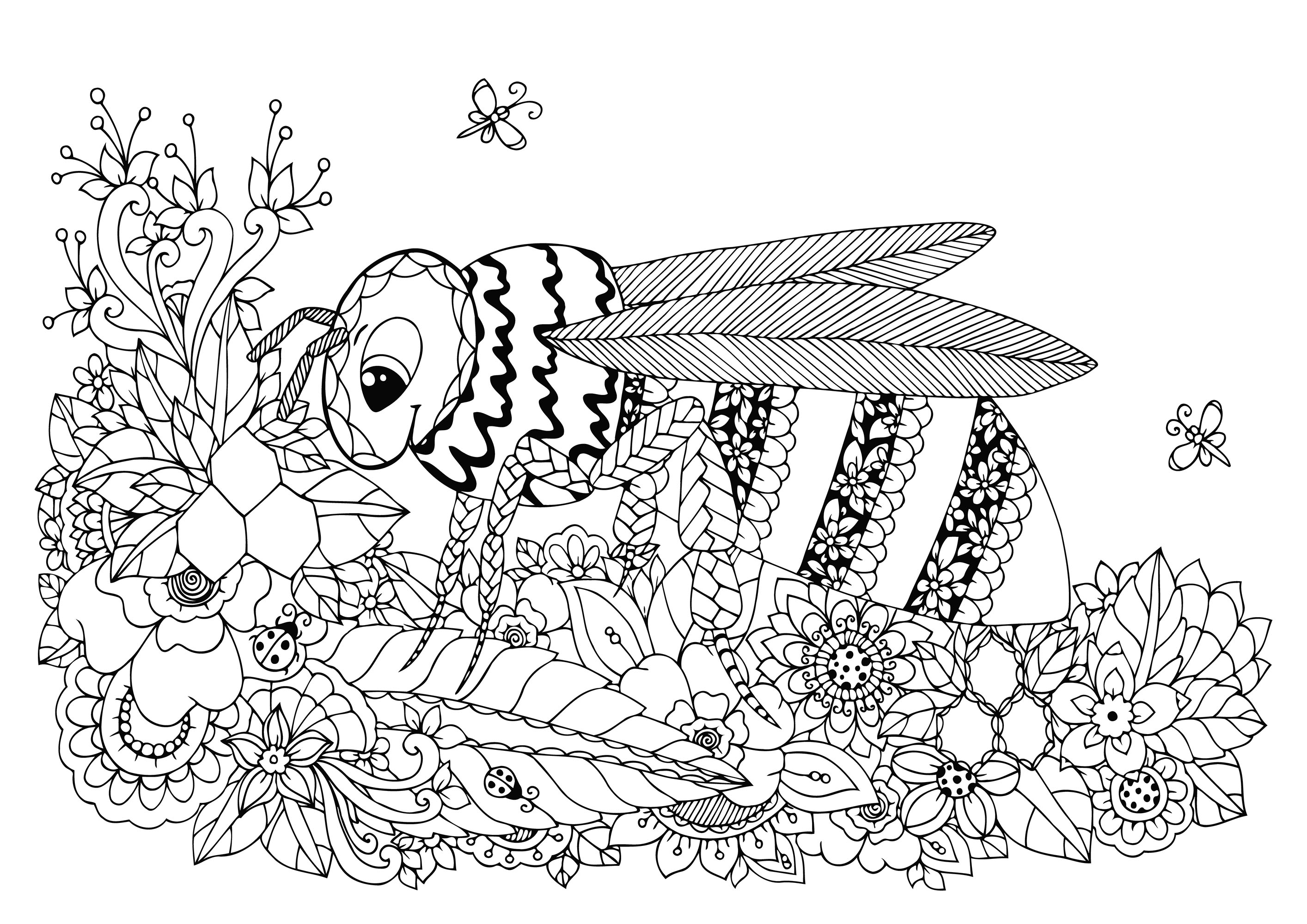 Wasp and flowers