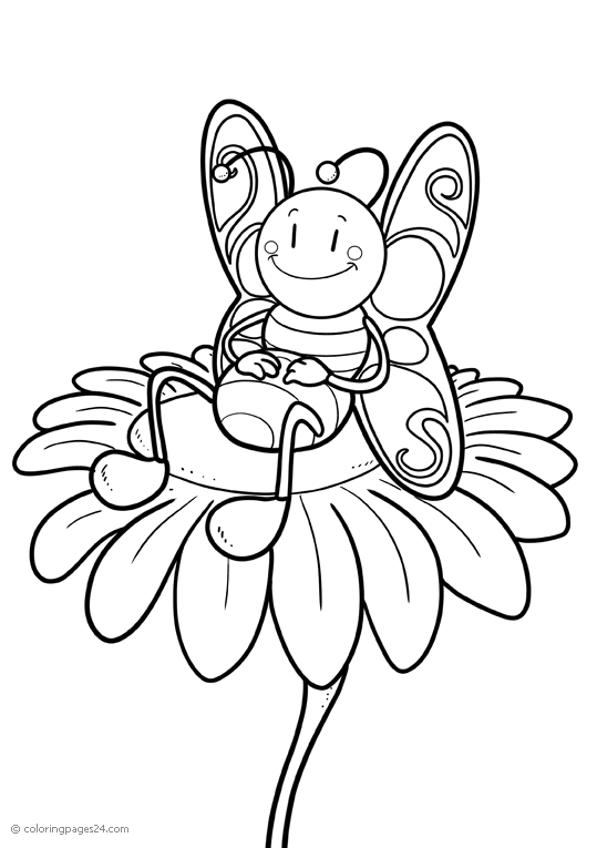 Satisfied wasp resting on a flower coloring pages