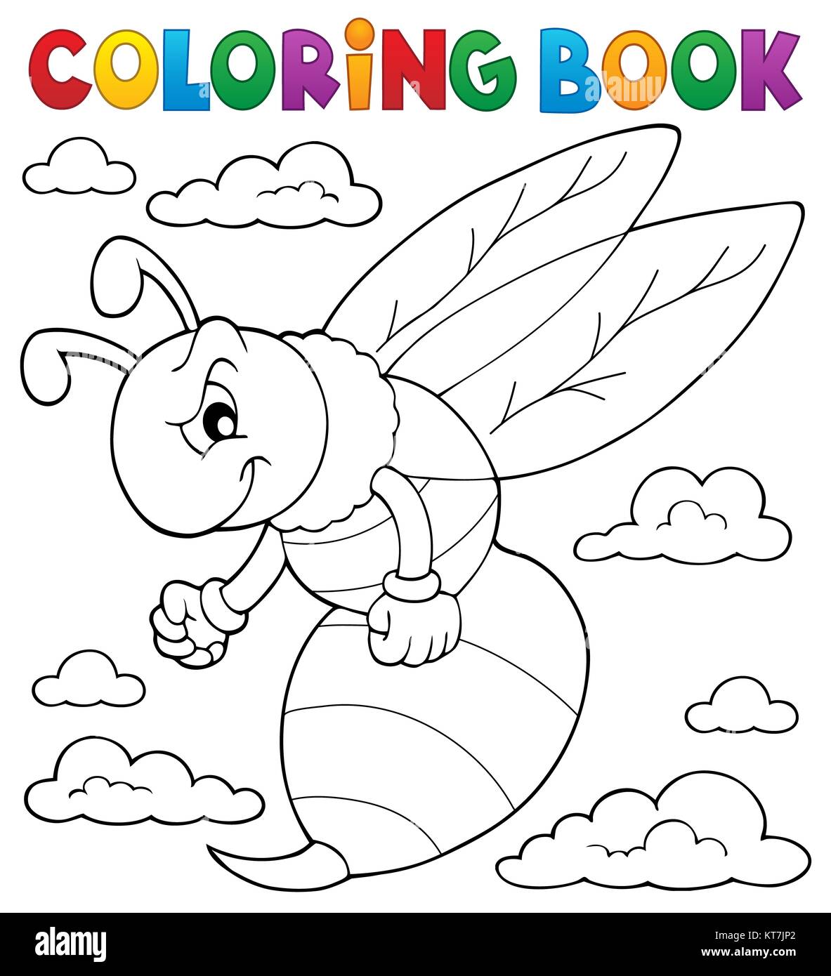 Coloring book wasp theme stock photo