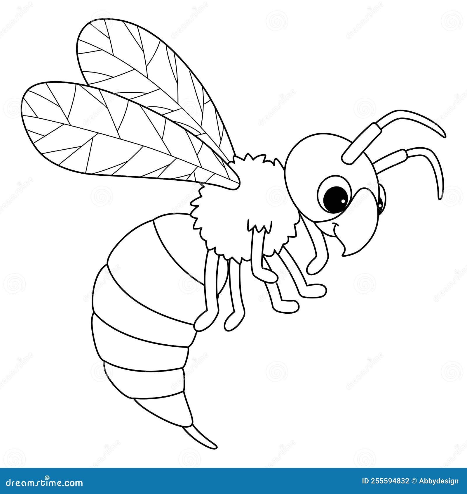 Hornet animal isolated coloring page for kids stock vector