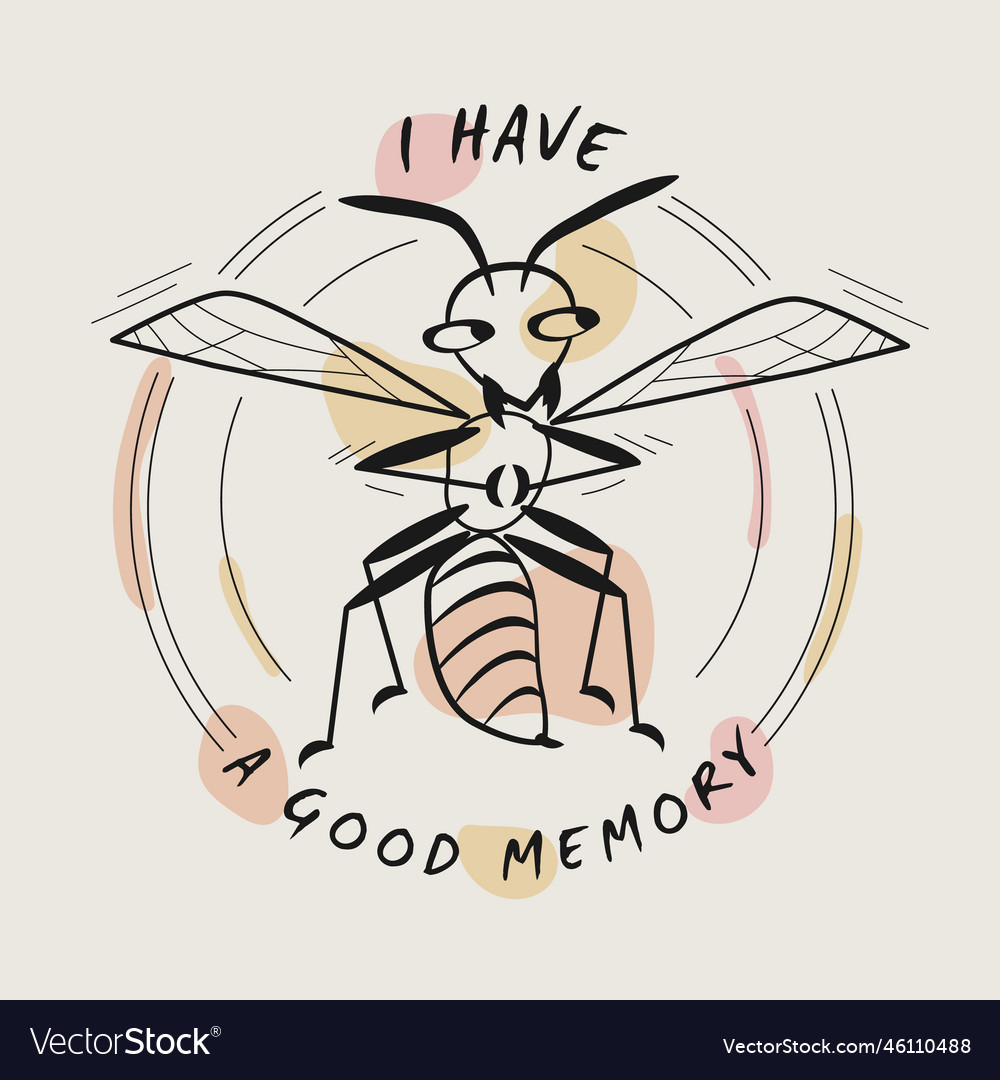 Funny emblem with ic sly wasp and quote vector image