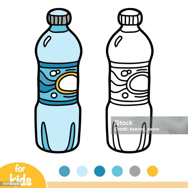 Coloring book water bottle stock illustration