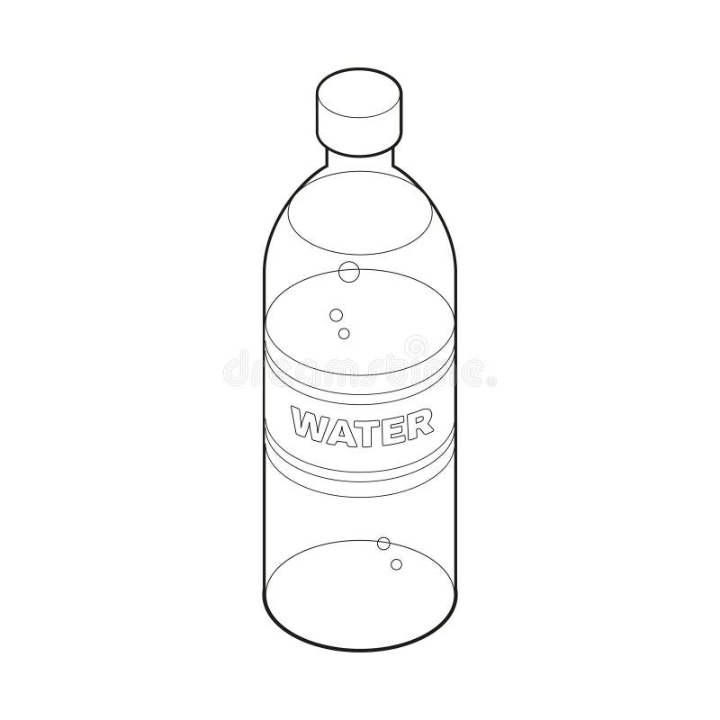 Bottle of water isometric style icon coloring book food concept illustration stock vector