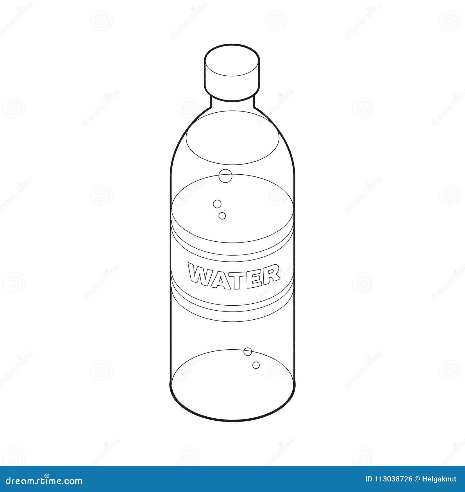 Bottle of water isometric style icon coloring book food concept illustration stock vector