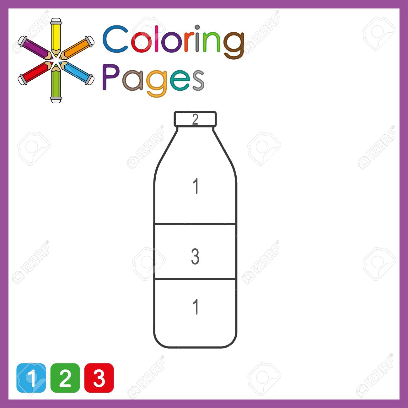 Coloring page for kids color the parts of the object according to numbers color by numbers activity pages royalty free svg cliparts vectors and stock illustration image