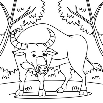 Buffalo coloring book vectors illustrations for free download