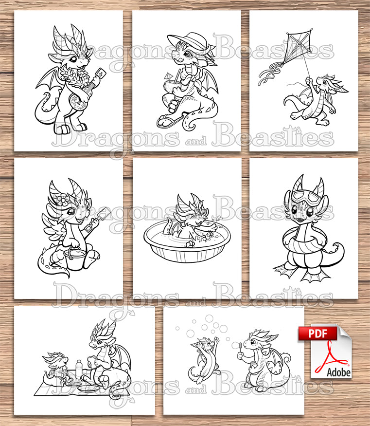 Summer dragons coloring pack downloadable dragons beasties â dragons and beasties