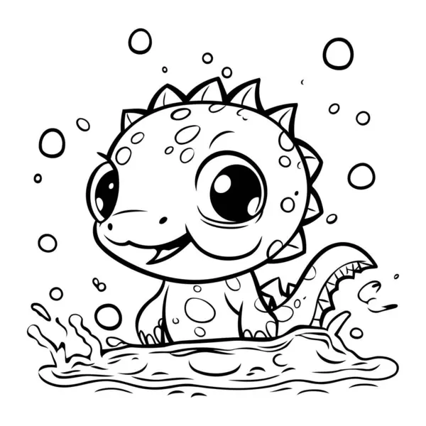Coloring book children dinosaur water vector illustration stock vector by ibrandify
