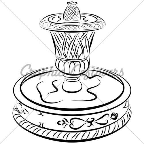 Water fountain fountain line drawing