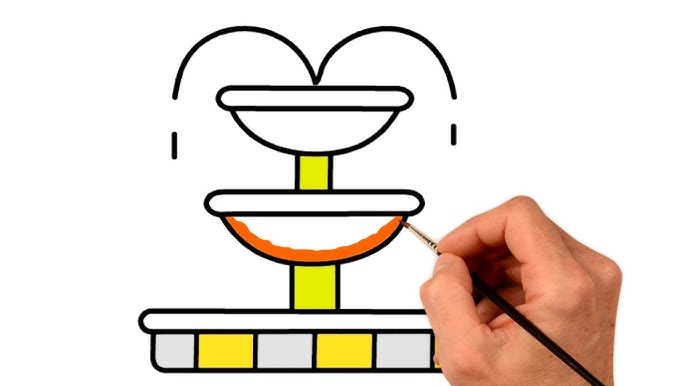 How to draw fountain coloring pages for kids with color markers