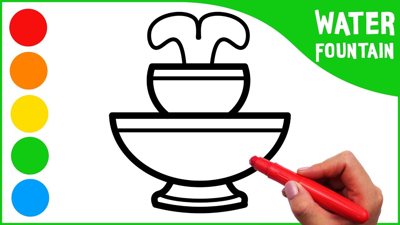 Water fountain drawing and coloring for kids learn colors whoopee playhouse