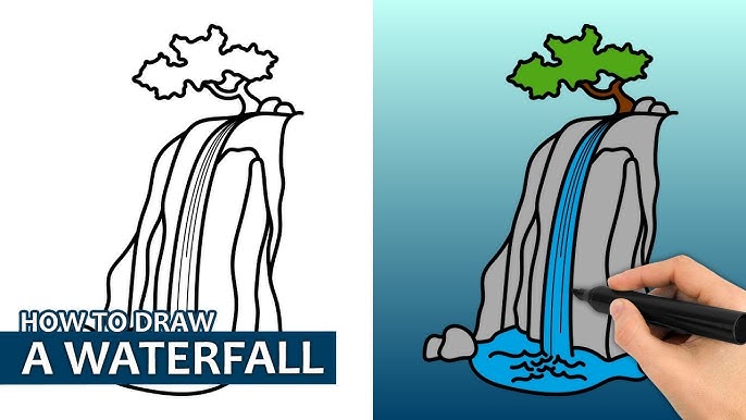 Glitter fountain easily drawing and colouring how to draw a water fountain step by step for kids
