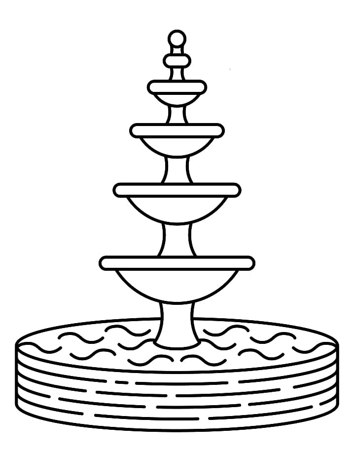 Free fountain printable coloring page