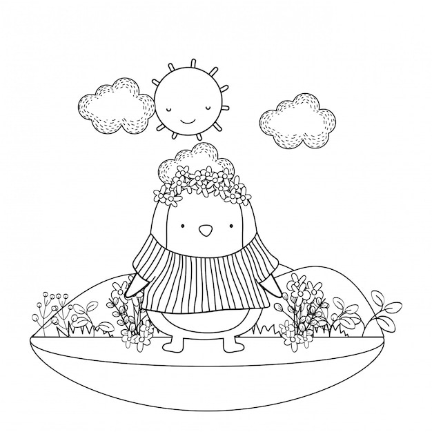 Premium vector the classic water fountain is made in the shape of a flower doodle style drawing