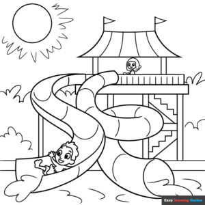 Water slide coloring page easy drawing guides