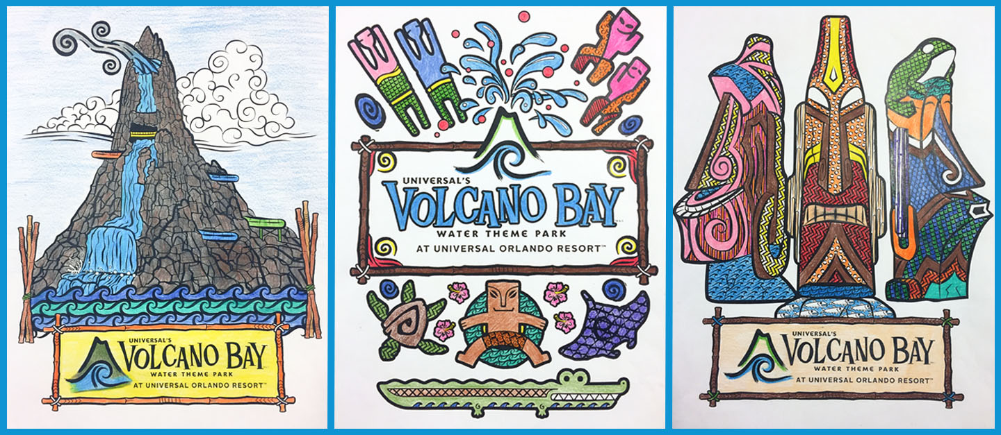 Coloring pages for universal volcano bay water theme park