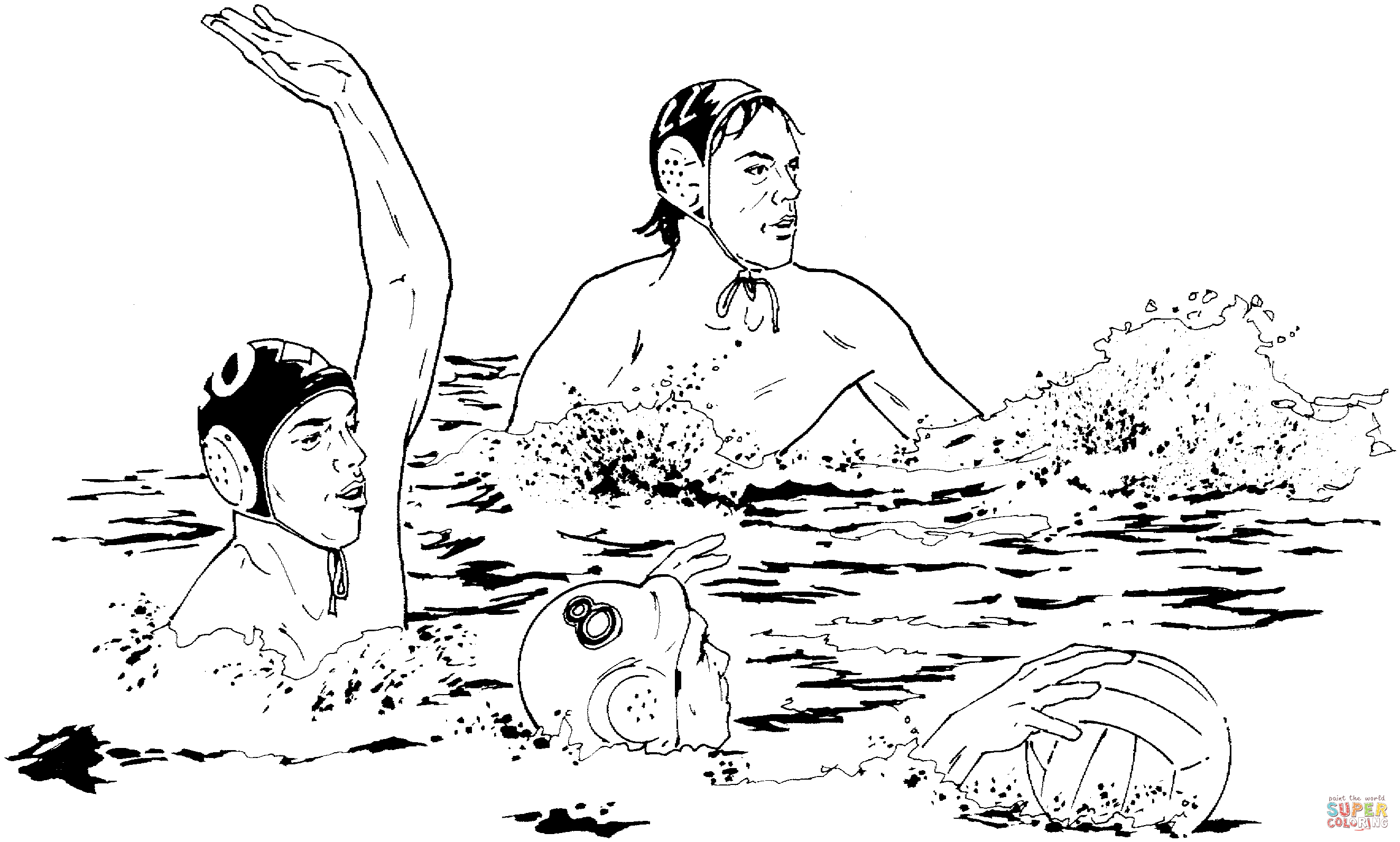 Water polo match coloring page free printable coloring pages