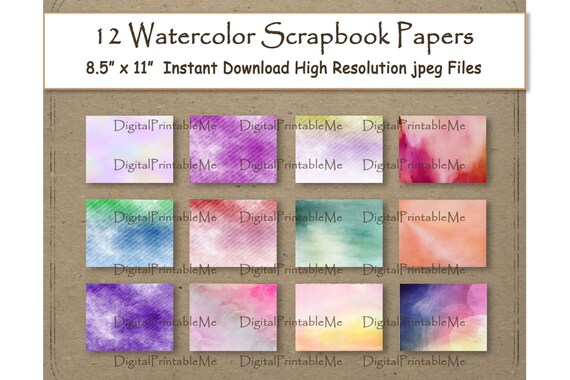 Watercolor digital paper x water color texture scrapbook paper printable shabby chic pattern background x junk journal
