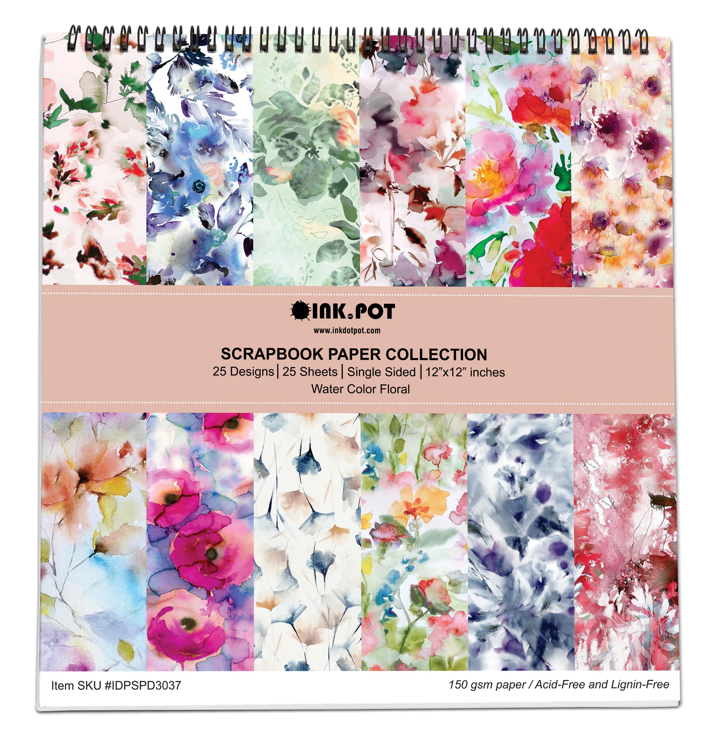 Inkdotpot sheets vintage retro theme scrapbook paper pad x single