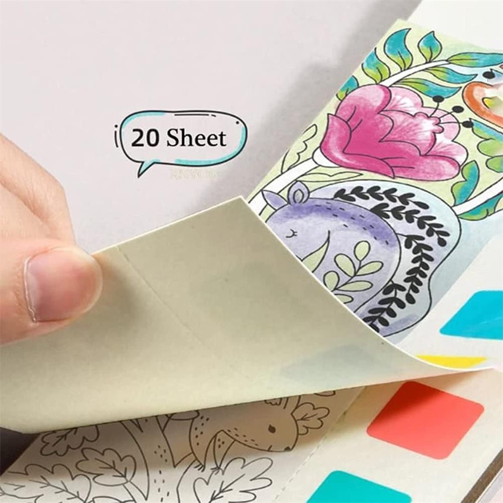 Coloring book pocket watercolor painting book water color pigment coloring book