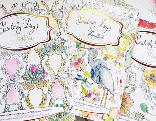 Watercolor coloring books for adults by kristy rice