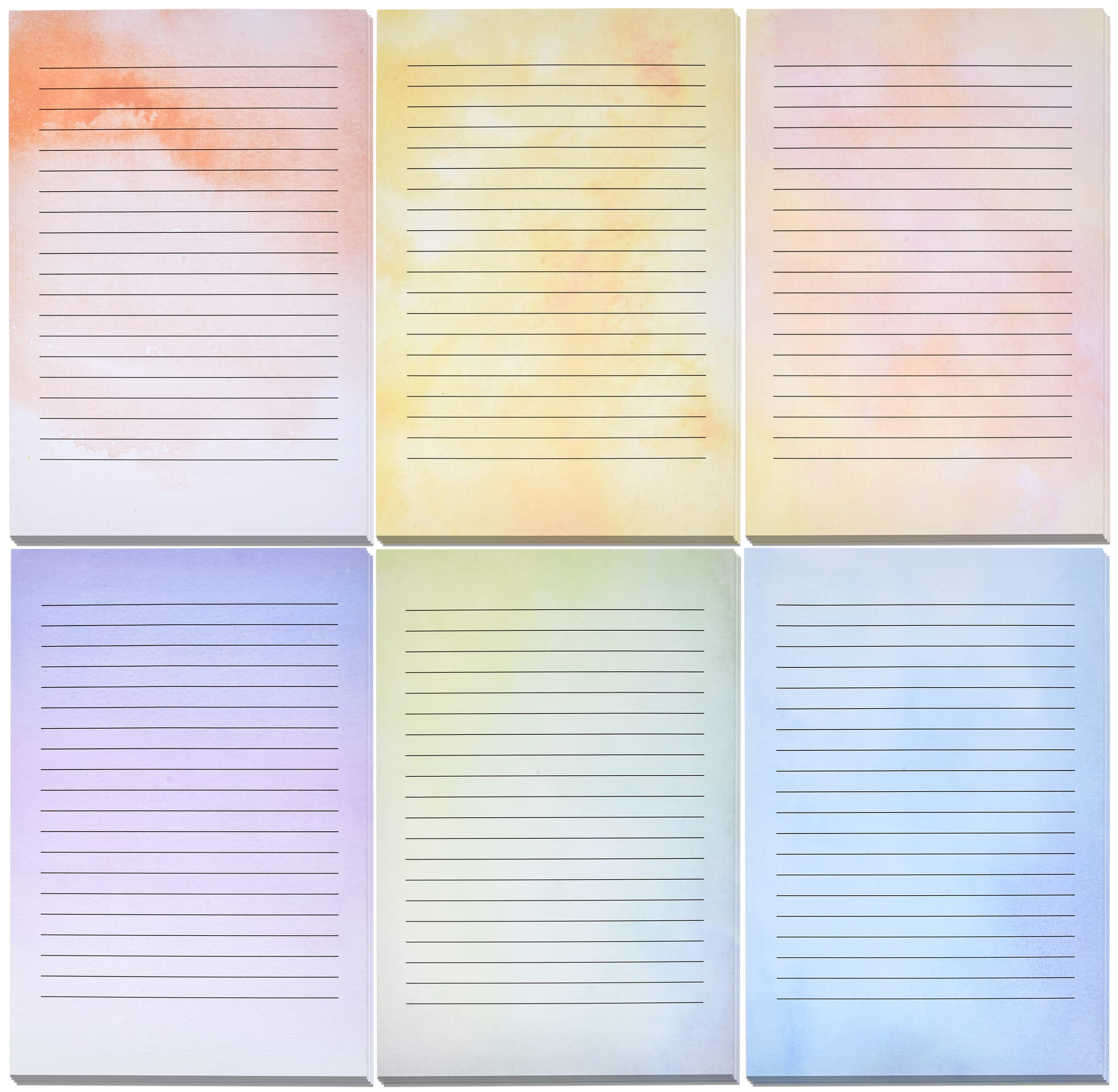 Buy pack water color lined stationery paper set designs double sided x decorative letter sheets for writing calligraphy printing scrapbook crafts letterhead certificate invitation online at kuwait