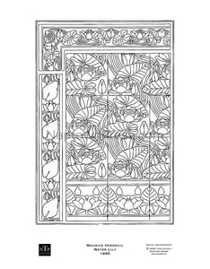 Printable coloring page art nouveau flowers water lily â naptown press