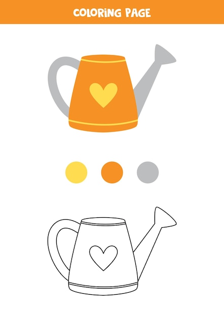 Premium vector color cute watering can worksheet for kids