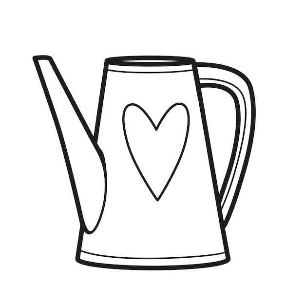 Premium vector watering can for watering home flowers outlined for coloring page on a white background