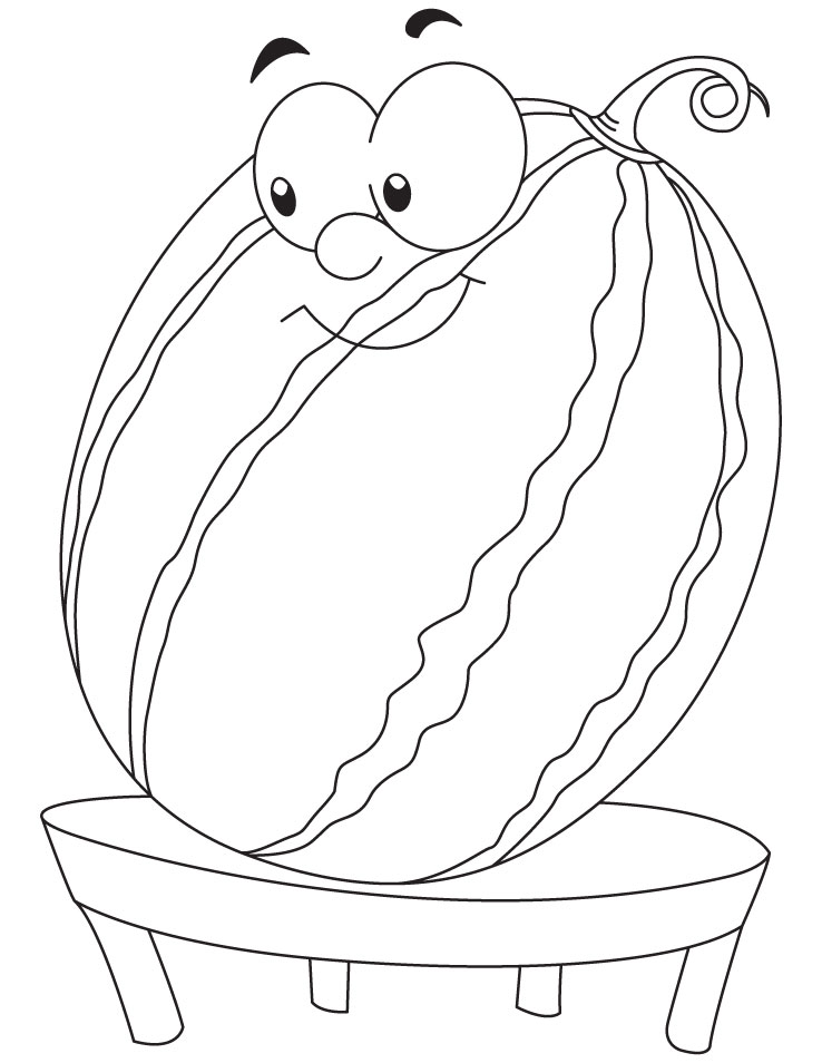 Cartoon watermelon sitting on a table coloring page download free cartoon watermelon sitting on a table coloring page for kids best coloring pages